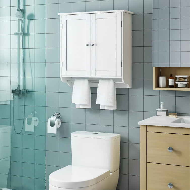 Bathroom wall cabinet discount with towel bar